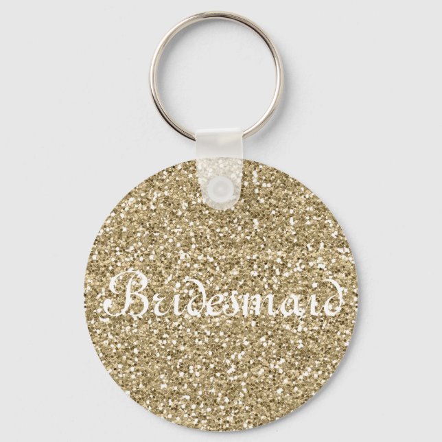 Gold Glitzer Personalisiert Bridesmaid Schlüsselanhänger (Vorderseite)