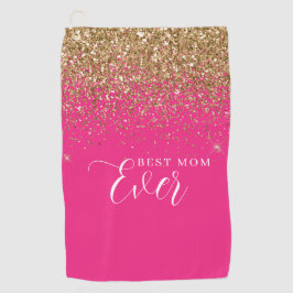Gold Glitzer Pink Beste Mama je Golfhandtuch