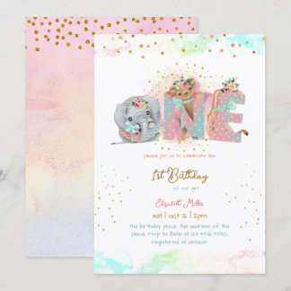 Gold Glitzer Pink Blue Baby Girl Erstgeburt Einladung