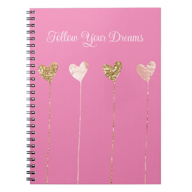 Gold Glitzer Pink Glam Herz-Streicher Notizblock (Vorderseite)