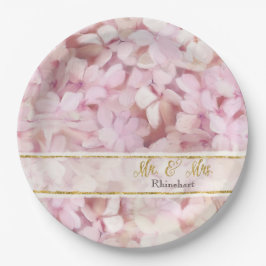 Gold Glitzer Pink Hydrangea Blume Mr. und Mrs. Pappteller