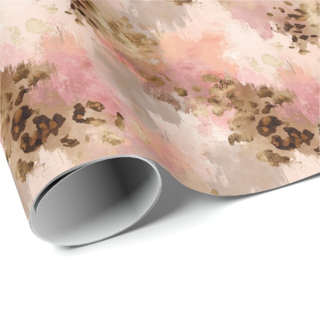 Gold Glitzer Pink Print Wrapping Paper Roll Geschenkpapier (Rolleneckpunkt)