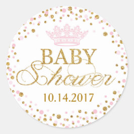 Gold Glitzer Pink Royal Princess Baby Dusche Runder Aufkleber