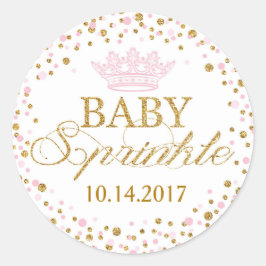 Gold Glitzer Pink Royal Princess Baby Dusche Runder Aufkleber