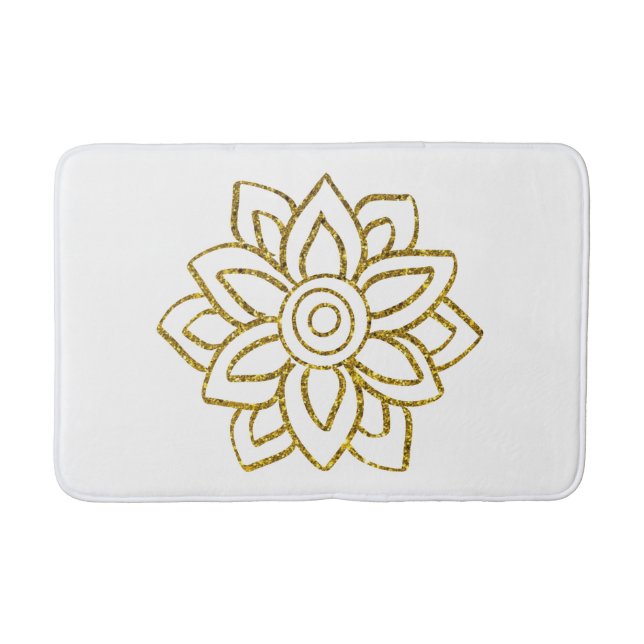 Gold Glitzer Poinsettia Christmas White Badematte (Vorderseite)