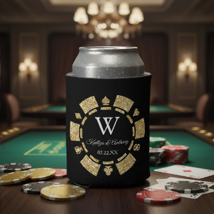 Gold Glitzer Poker Chip Casino Hochzeit Dosenkühler