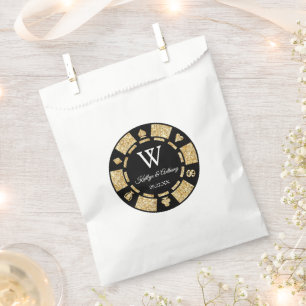 Gold Glitzer Poker Chip Casino Hochzeit Geschenktütchen