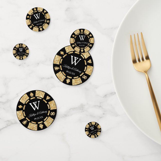 Gold Glitzer Poker Chip Casino Hochzeit Konfetti (Gruppe)