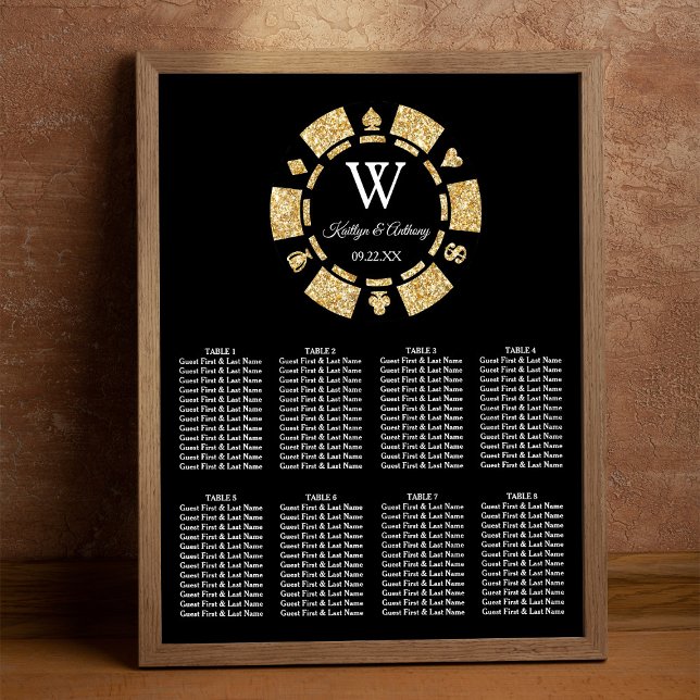 Gold Glitzer Poker Chip Casino Hochzeit Poster (Von Creator hochgeladen)