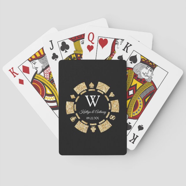 Gold Glitzer Poker Chip Casino Hochzeitsfeier Gefa Spielkarten (Rückseite)