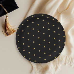 Gold Glitzer Polka Dot Pattern Schwarz Pappteller