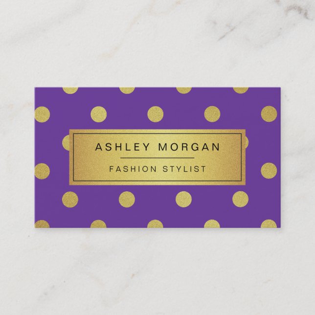 Gold Glitzer Polka Dots - Girly Lavender Lila Visitenkarte (Vorderseite)