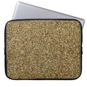 Gold Glitzer Print Metallic Laptop Sleeve