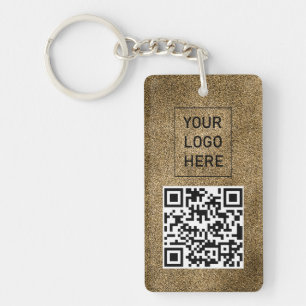 Gold Glitzer QR Code Business Card Ihr Logo Schlüsselanhänger