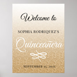 Gold Glitzer Quinceañera 15. Geburtstag Willkommen Poster