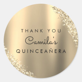 Gold Glitzer Quinceanera Save the Date Runder Aufkleber