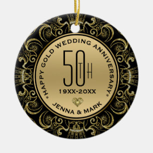 Gold Glitzer Rahmen 50 Jahre Hochzeit Keramik Ornament