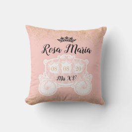 Gold Glitzer Rain BlushPink Quinceñera 16" Kissen