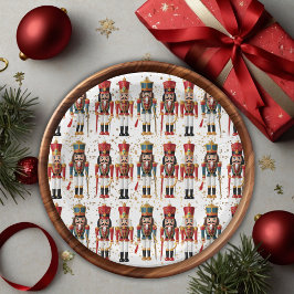 Gold Glitzer Red & Blue Nutcracker Baby Dusche Pappteller