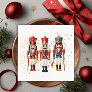 Gold Glitzer Red & Blue Nutcracker Baby Dusche Serviette