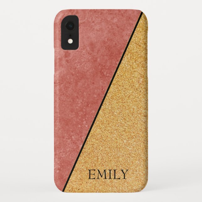 Gold Glitzer Red Marble Case-Mate iPhone Hülle (Rückseite)