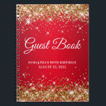 Gold Glitzer Red Ombre 90th Birthday Gästebuch Notizblock<br><div class="desc">Erstellen Sie Ihr eigenes Gästebuch für ihre 90. Geburtstagsfeier in diesem leeren Notizbuch. Junge Imitate funkelnd,  goldener Glitzer oben und unten auf einer roten Ober. Sie können den Stil und die Größe des Schriftartes nach Bedarf anpassen.</div>
