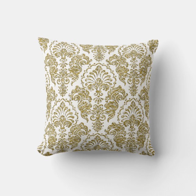 Gold Glitzer Reversible Damask Kissen (Vorderseite)