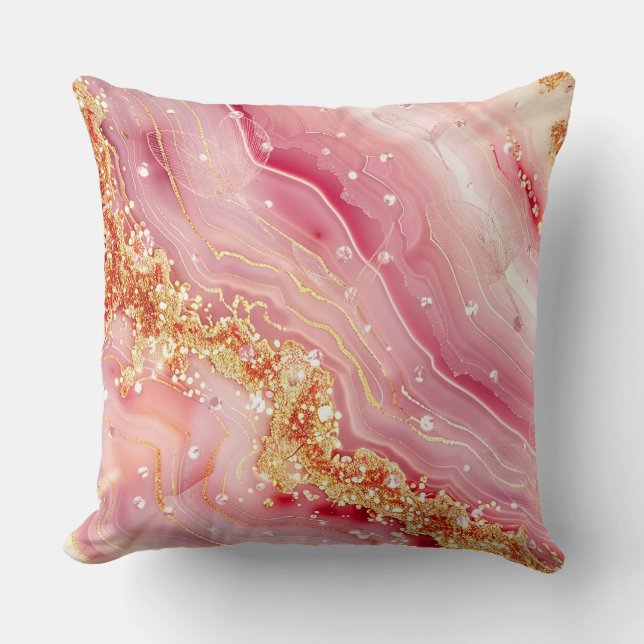 Gold Glitzer Romantischer Agate Throw Kissen (Vorderseite)