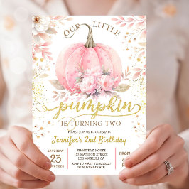 Gold Glitzer Rose Floral Girl Pumpkin 2. Geburtsta Einladung