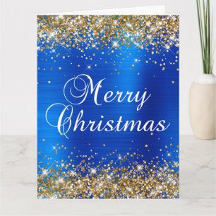 Gold Glitzer Royal Blue Foil Große Weihnachten Karte