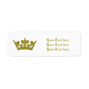 Gold Glitzer Royal Crown Princess Address Labels