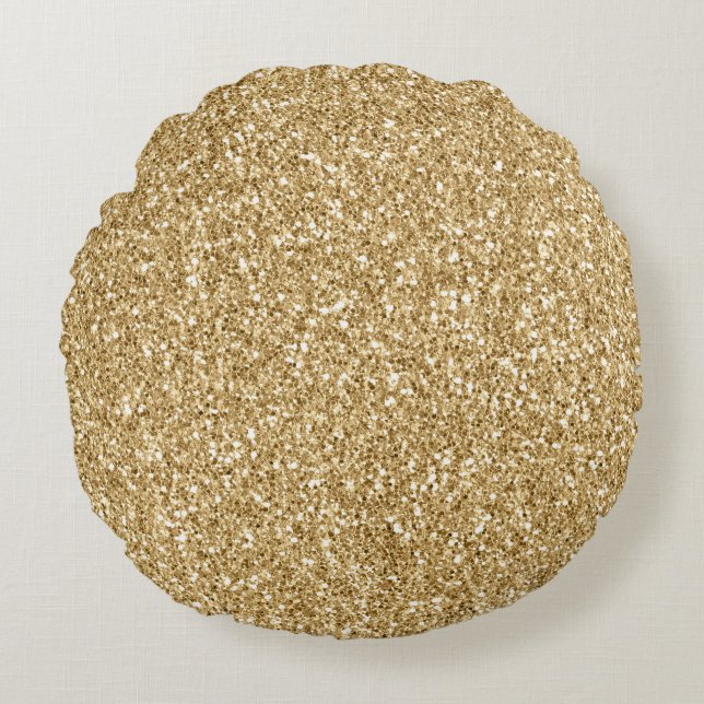 Gold-Glitzer Rundes Kissen (Vorderseite)