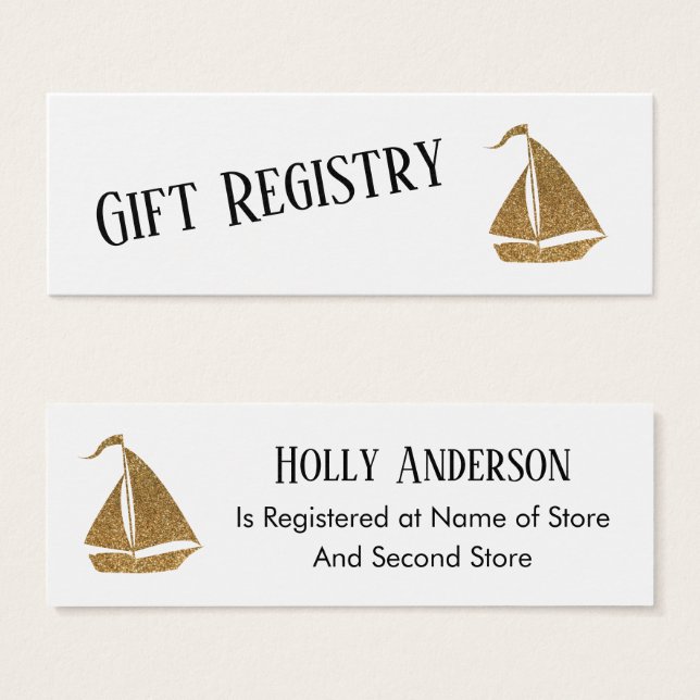 Gold Glitzer Sailboat Einfache Gift Registrierungs (Vorne & Hinten)