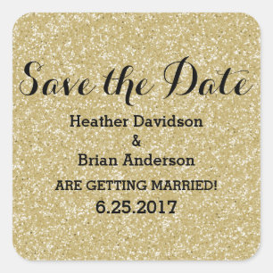 Gold Glitzer Save the Date Stickers
