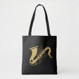 Gold Glitzer Saxophon Illustration - Maßgeschneide Tasche