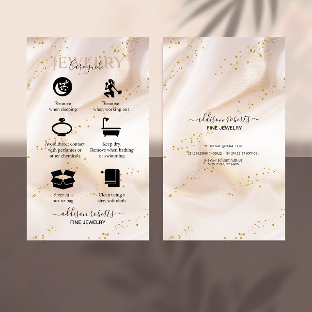 Gold Glitzer Schmuck Care Business Card Visitenkarte (Von Creator hochgeladen)
