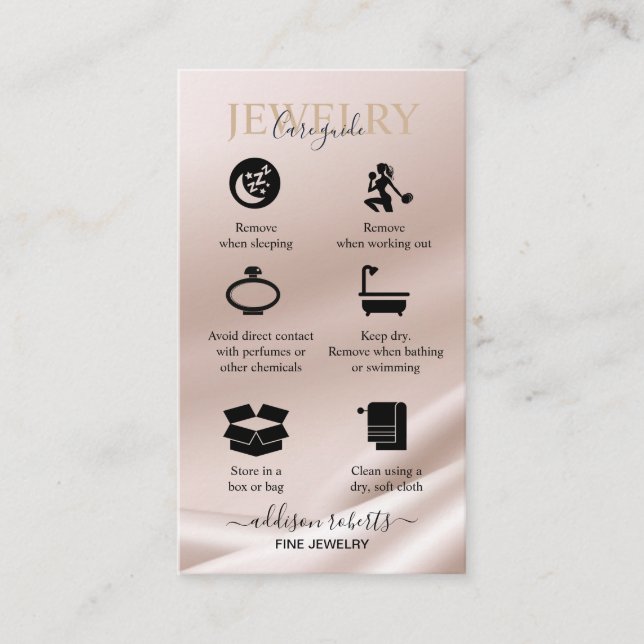 Gold Glitzer Schmuck Care Business Card Visitenkarte (Vorderseite)
