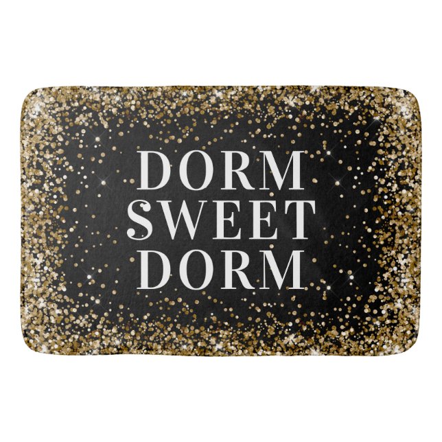 Gold Glitzer Schwarz-weiß Dorm Sweet Dorm Badematte (Vorderseite)