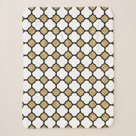 Gold Glitzer Schwarz-weiß geometrische Quatrefolie Sherpadecke