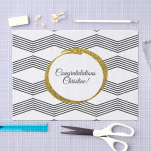 Gold Glitzer Schwarz-weiß Zickzack Zig Zag Custom Seidenpapier