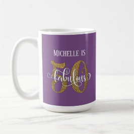 Gold Glitzer Script 50 & Fabulous Over Lila Kaffeetasse
