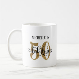 Gold Glitzer Script 50 & Fantasous Over White Kaffeetasse