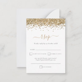 Gold Glitzer Script Hochzeit RSVP Einschließung Mitteilungskarte