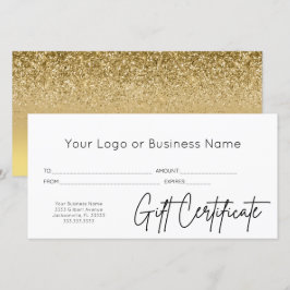 Gold Glitzer Script Logo Geschenkgutschein