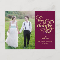 Gold Glitzer Script Wedding Vielen Dank Postcard