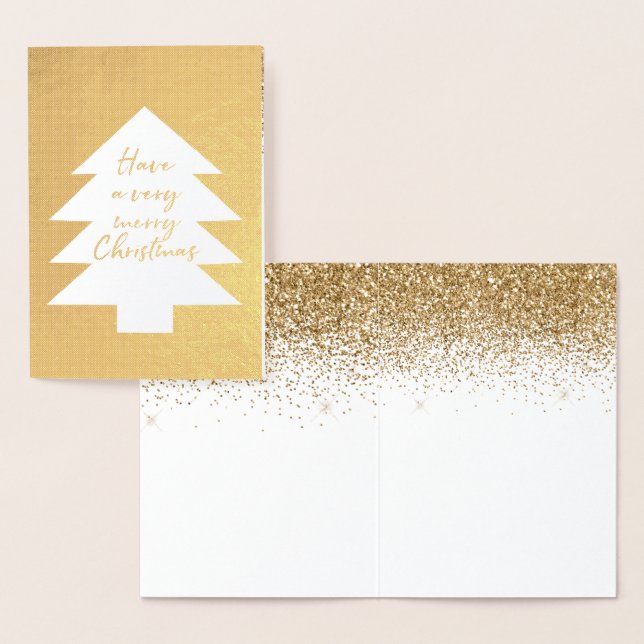 Gold Glitzer Sehr gemütlicher Weihnachtsbaum Folienkarte (Anzeige)
