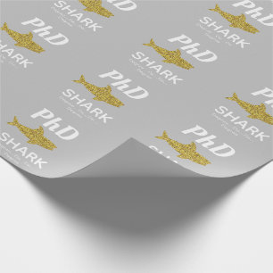 Gold Glitzer Shark Gray PhD Abschluss Geschenkpapier