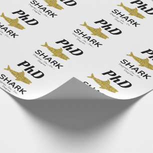 Gold Glitzer Shark PhD Abschluss Geschenkpapier