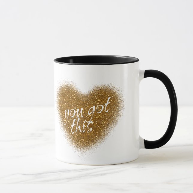 Gold Glitzer SIE GOT DIESEN Glamour Herz-Kaffee-Ta Tasse (Rechts)