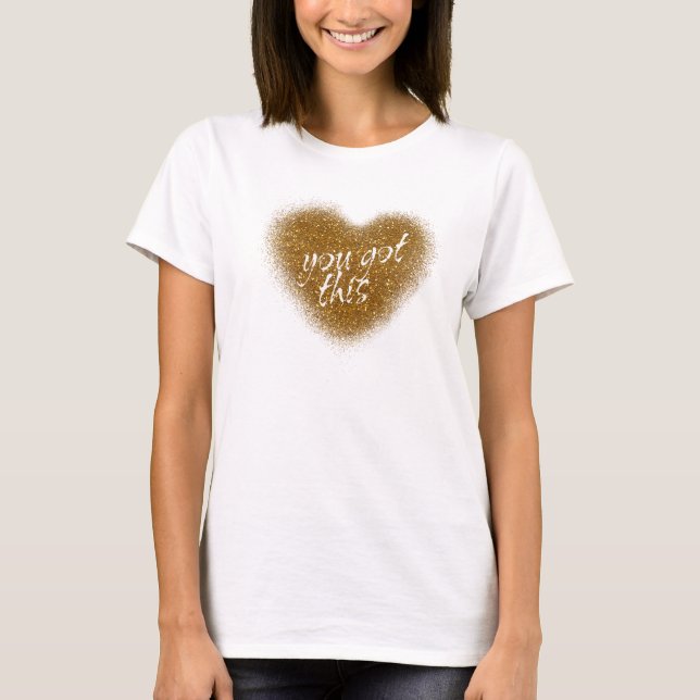 Gold Glitzer SIE GOT DIESES HERZSTANZEN Top-Shirt T-Shirt (Vorderseite)